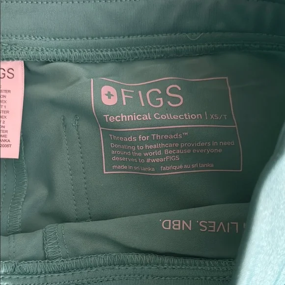 FIGS Jogger Scrub Pants -Teal with Navy Blue Drawstring - Picture 5 of 6